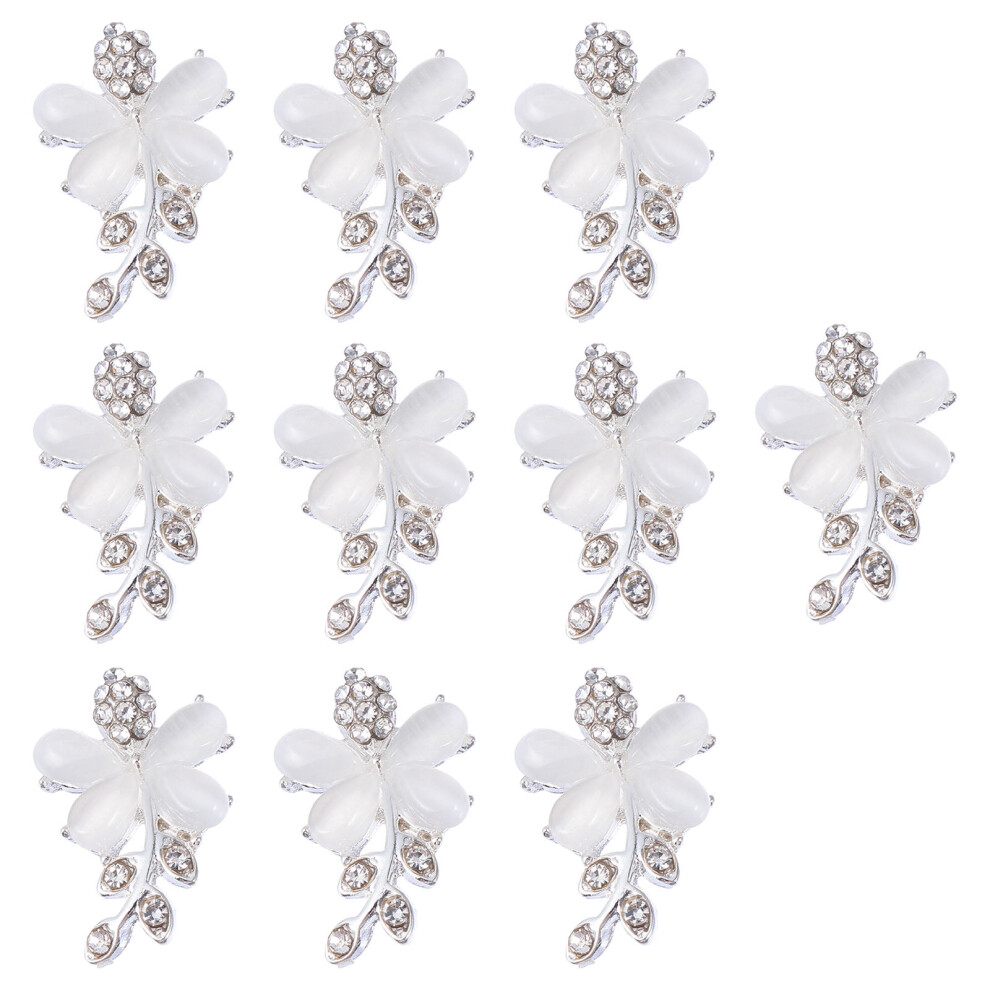 Solustre 10Pcs Nail Art Accessories 3D Golden Nails Pearl Alloy