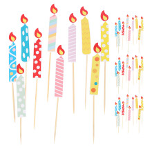 40pcs Birthday Paper Candles Props For Cake Decoration Birthday Candles For Party Supplies