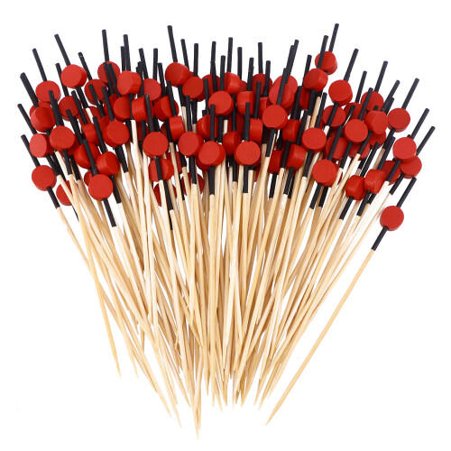 200Pcs Bamboo Cocktail Picks Red Fruit Sticks Perfect for Appetizers