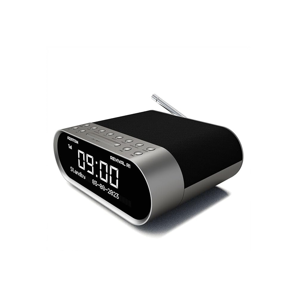 Azatom Dab/Dab+ & Fm Bedside Digital Radio | Dual Alarms & Sleep Timer | Usb Device Charging | Mains Powered | Bluetooth 1234569988519