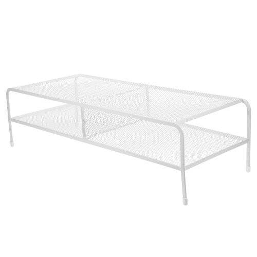 Dual-Layer White Iron Desktop Monitor Riser Stand for Office Use 1