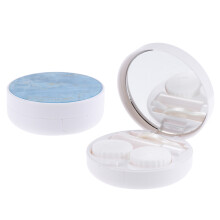Portable Marble Pattern Lens Case Holder Blue Lightweight Lens Container For Travel And Home Use Safe Material