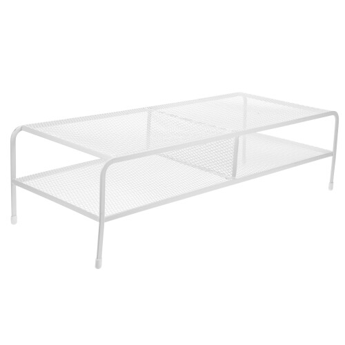 Dual-Layer White Iron Desktop Monitor Riser Stand for Office Use 2