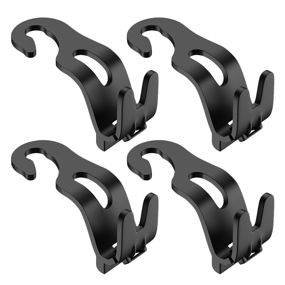 4Pcs Abs Car Seat Hooks Back Seat Headrest Hangers For Storage Black 3111993781887