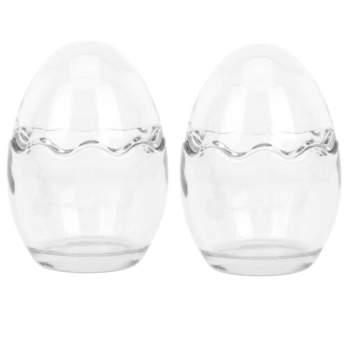 2Pcs Transparent Glass Pudding Jars Eggshell Design for Home Use