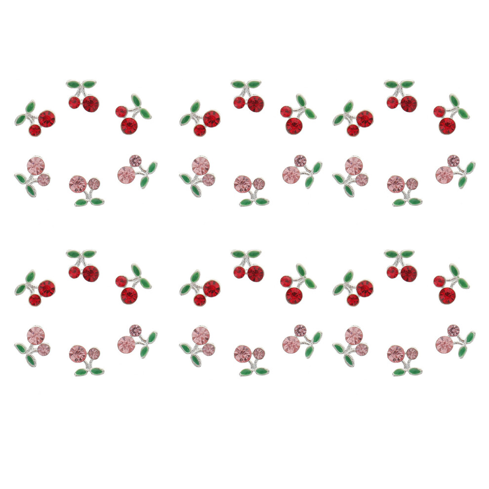 Aboofan 36Pcs Alloy Cherry Nail Charms Assorted Colors 3D Nail Jewelry Decor