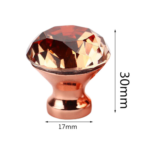6Pcs Diamond Crystal Glass Knobs For Kitchen Cabinet And Drawer Rose Gold 1