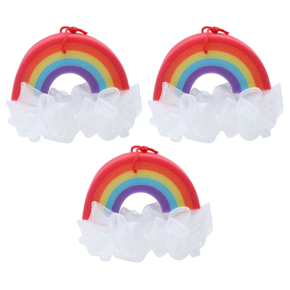 Totority 3Pcs Rainbow Bath Flowers Multi-Color Sponge Body Scrubber For Bath