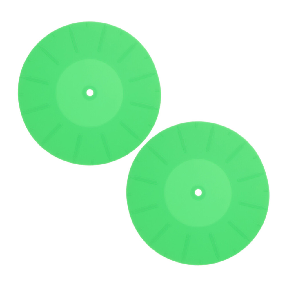 2Pcs Silicone Vinyl Recorder Mats Anti-Static Turntable Slipmats Green 3072229539859