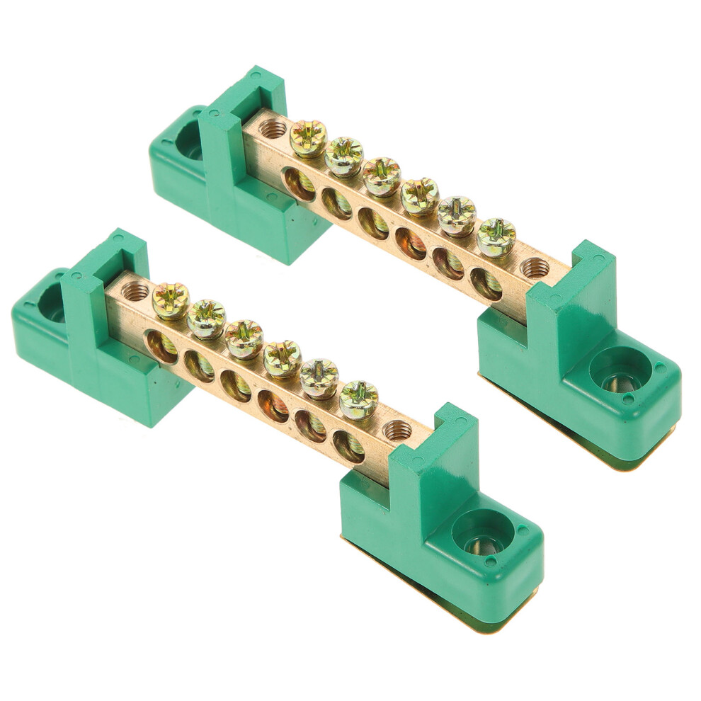 2Pcs Copper Ground Bar Kit 6 Terminals Heavy Duty Electrical Bus Bars 3033693764093