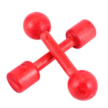 6Pcs Red Wooden Dumbbells for Children Fitness Toys Hand Coordination