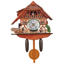 Traditional Wooden Cuckoo Clock with Pendulum, Rustic House Design, Battery Powered for Home