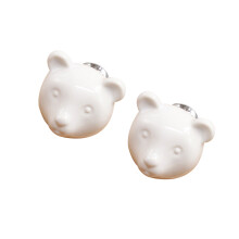 2Pcs White Ceramic Drawer Knobs Classic Pumpkin Design Cabinet Pulls