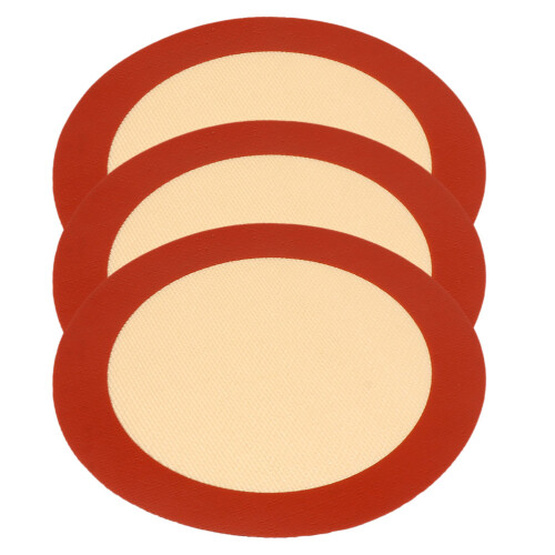 3Pcs Red Silicone Baking Mats Non-Stick Round Reusable Oven Sheets