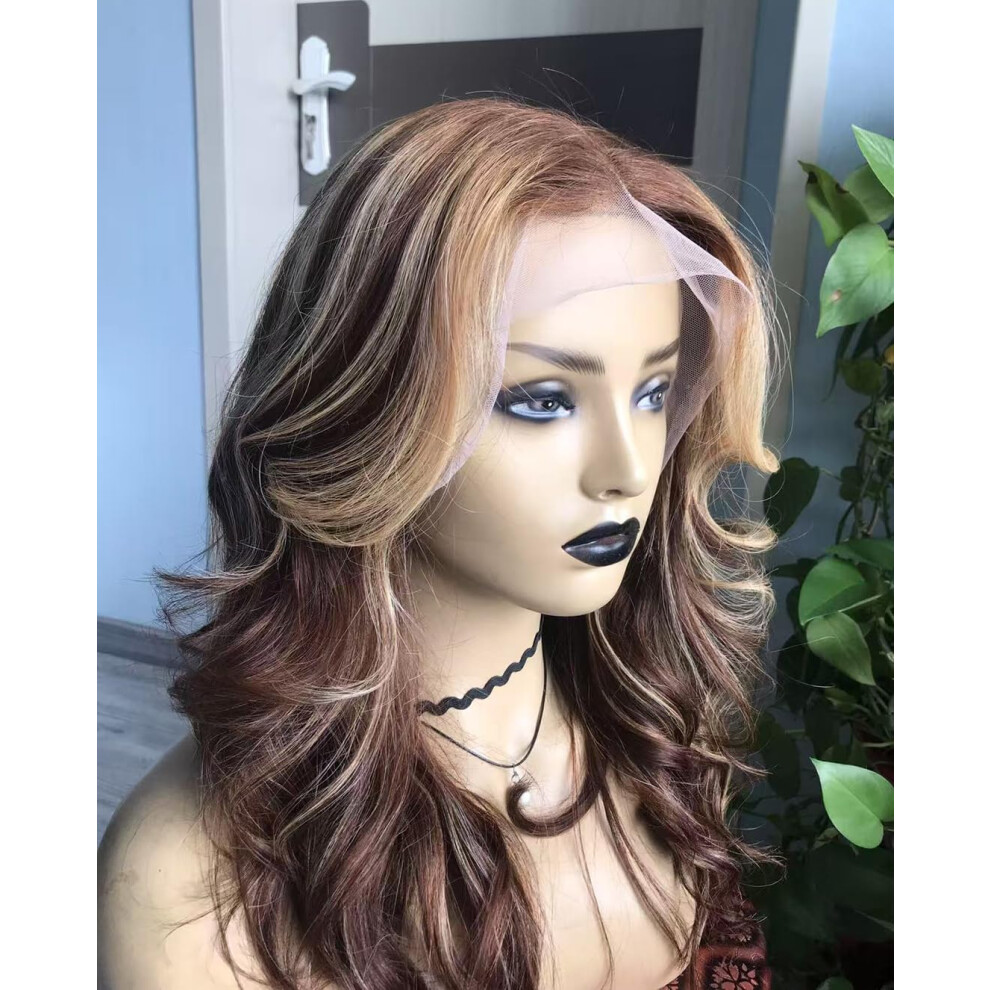 Unisex Human Hair Lace Front Wig 13X6 Bob 150% Density Ombre Blonde 16 Inch Pre Plucked Brazilian Hair
