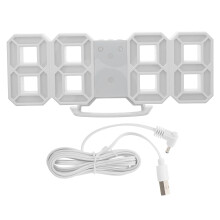 1Set Simple White LED Digital Clock Wall Hanging Mute Plastic Design