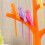 6 pcs plastic bird fruit forks with tree holder for party or home use 8