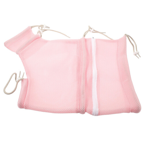 Pink Cat Bath Bag Durable Polyester Cat Grooming Shower Mesh