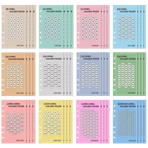 48 Pcs Money Saving Challenge Binder Deposit Card 2