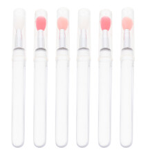 6Pcs Assorted Color Silicone Lip Makeup Brushes with Lid for Easy Use