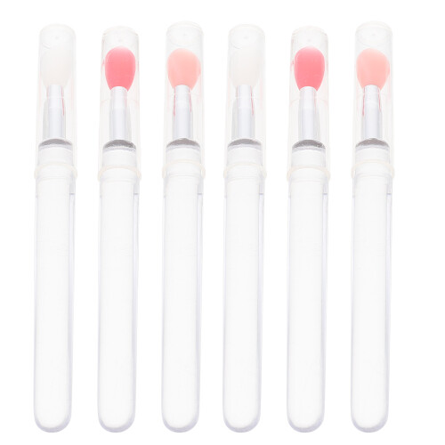 6Pcs Assorted Color Silicone Lip Makeup Brushes with Lid for Easy Use