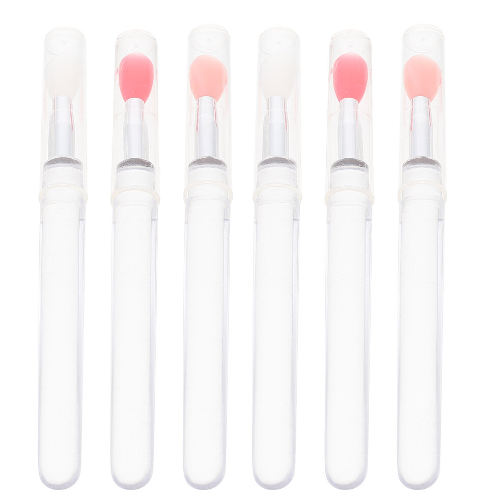 Happyyami 6Pcs Assorted Color Silicone Lip Makeup Brushes With Lid For Easy Use