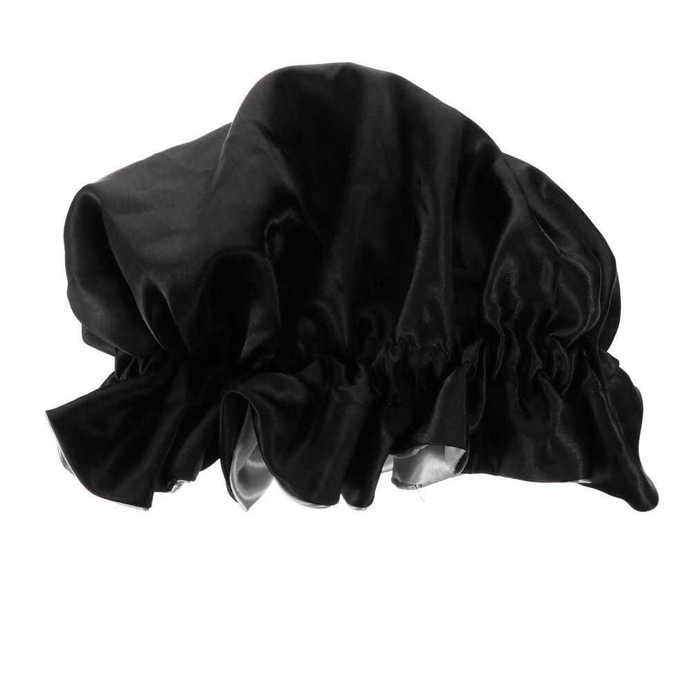 Happyyami Satin Bonnet Bathing Hat Silky Sleep Adjustable Double-Layer Nightcap
