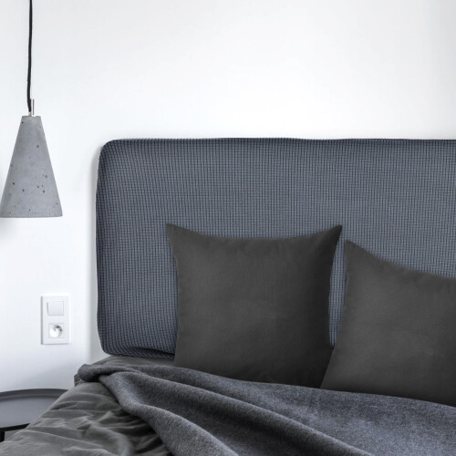 Dark Grey Stretchable Polyester Headboard Cover Elastic Bed Sleeve 1