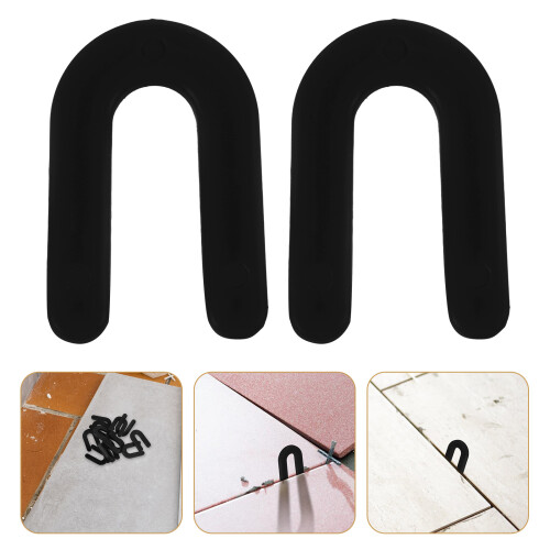 100Pcs Black Plastic Tile Spacers U-Shape for Toilet Floor Leveling 1