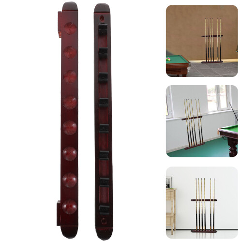 1Ensemble Support Murale En Bois Pour Queue De Billard Rouge Foncé 2