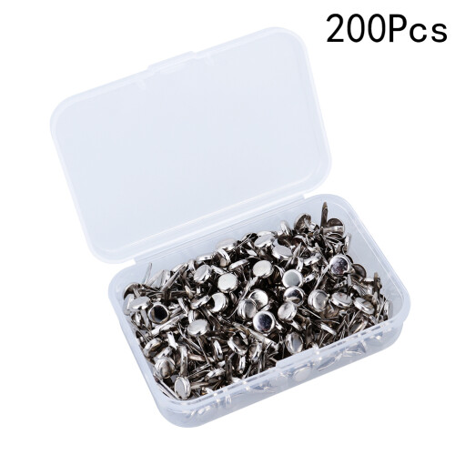 200Pcs Brad Fastener Metal Paper Clips Silver with Compact Storage Box 1