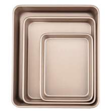3Pcs Carbon Steel Kitchen Bake Pans Golden Oven Baking Trays