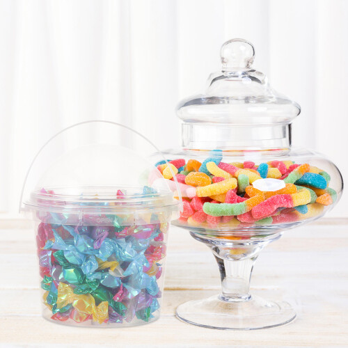 5Pcs Clear Plastic Buckets with Lid Food Storage Container for Snacks 2