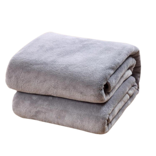 Grey Solid Color Flannel Fleece Blanket Extra Warm for Home Use