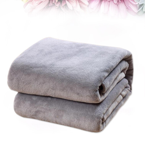 Grey Solid Color Flannel Fleece Blanket Extra Warm for Home Use 1