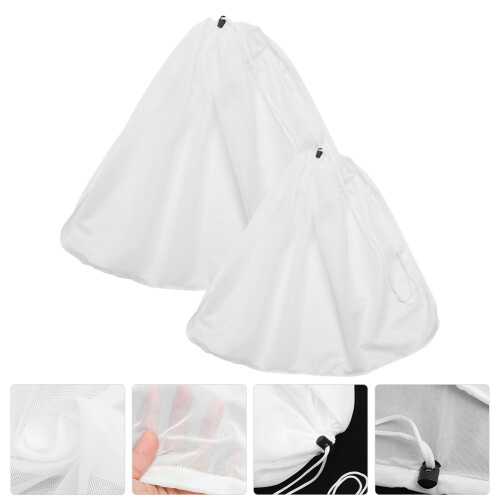 2Pcs Large White Polyester Mesh Drawstring Filter Bags for Juicing 1