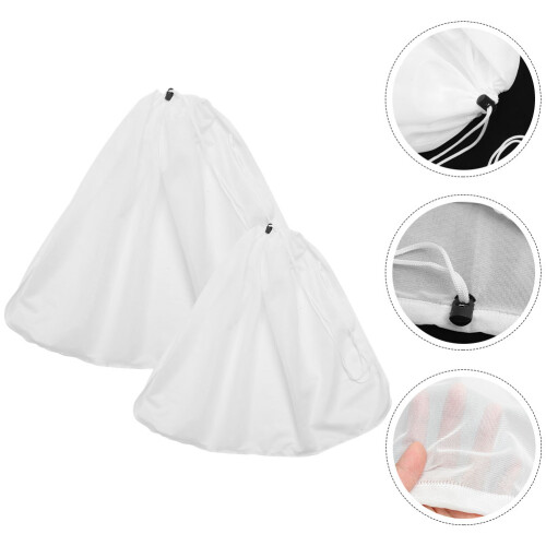 2Pcs Large White Polyester Mesh Drawstring Filter Bags for Juicing 2