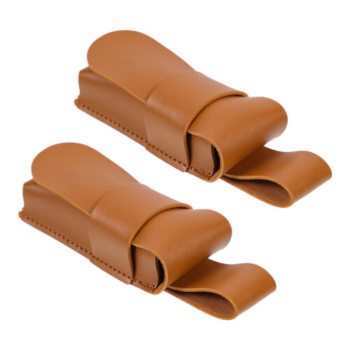 2Pcs Leather Harmonica Case Portable Storage Sleeves Brown for Travel