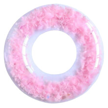 Inflatable Pool Float Pink PVC Swimming Ring LeakProof Durable Lounger for Adults and Kids