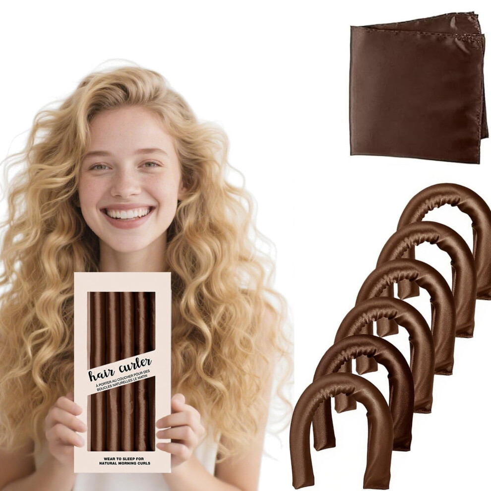 Heatless Hair Curlers with Satin Head Scarf, Overnight No Heat Curling Rods for All Hair Types