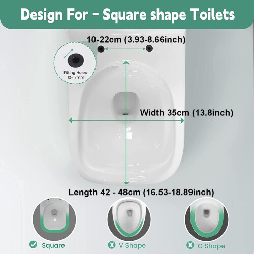 Slow Close Square Toilet Seat with Quick Release White Adjustable Stainless Hinges Durable 1