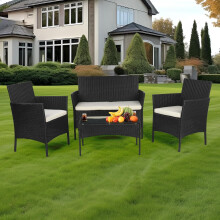4 Piece Rattan Garden Furniture Set