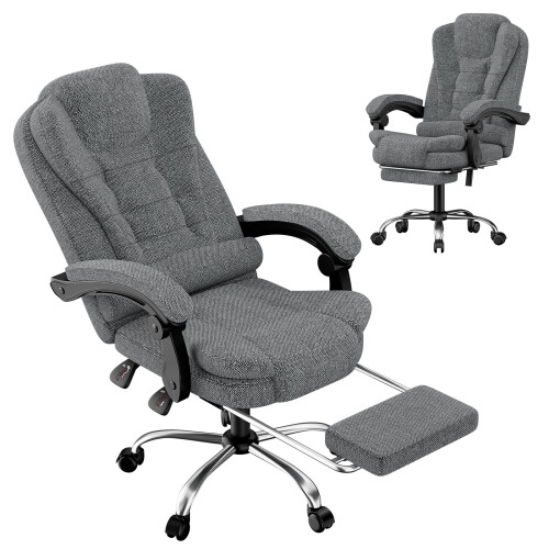 (Grey)Executive High Back Ergonomic PU Leather Recliner