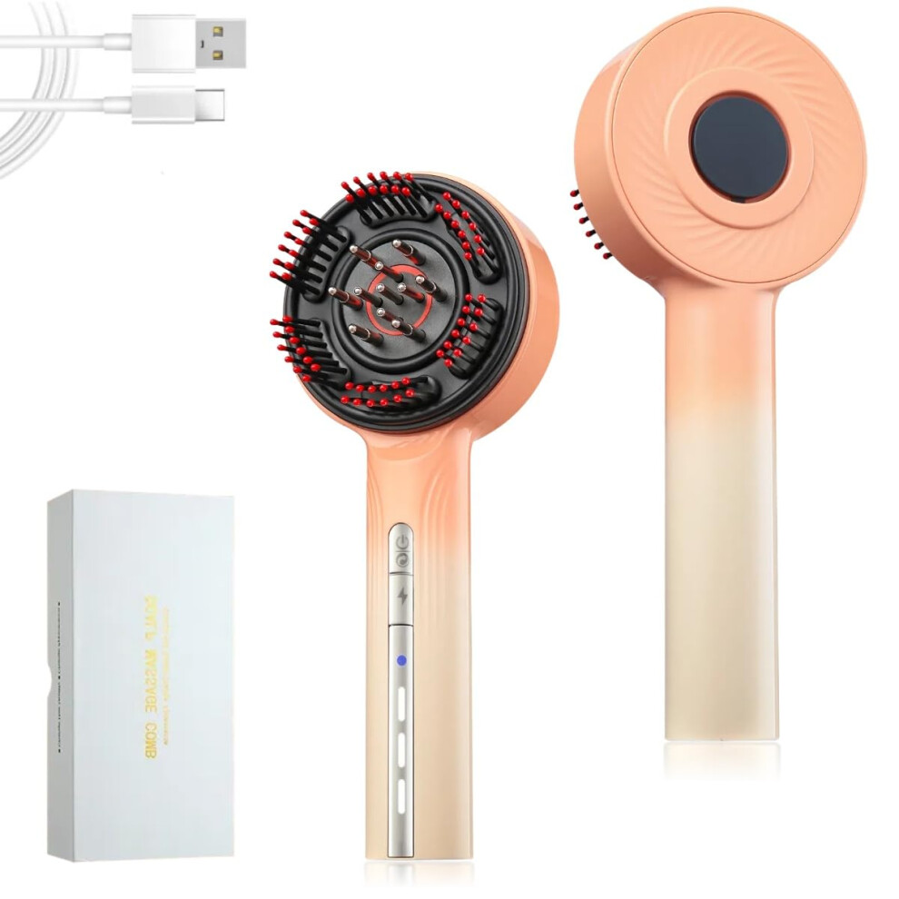 Orange Electric Scalp Massager With Hair Oil Applicator, Soothing Silicone Bristles, Ipx7 Waterproof