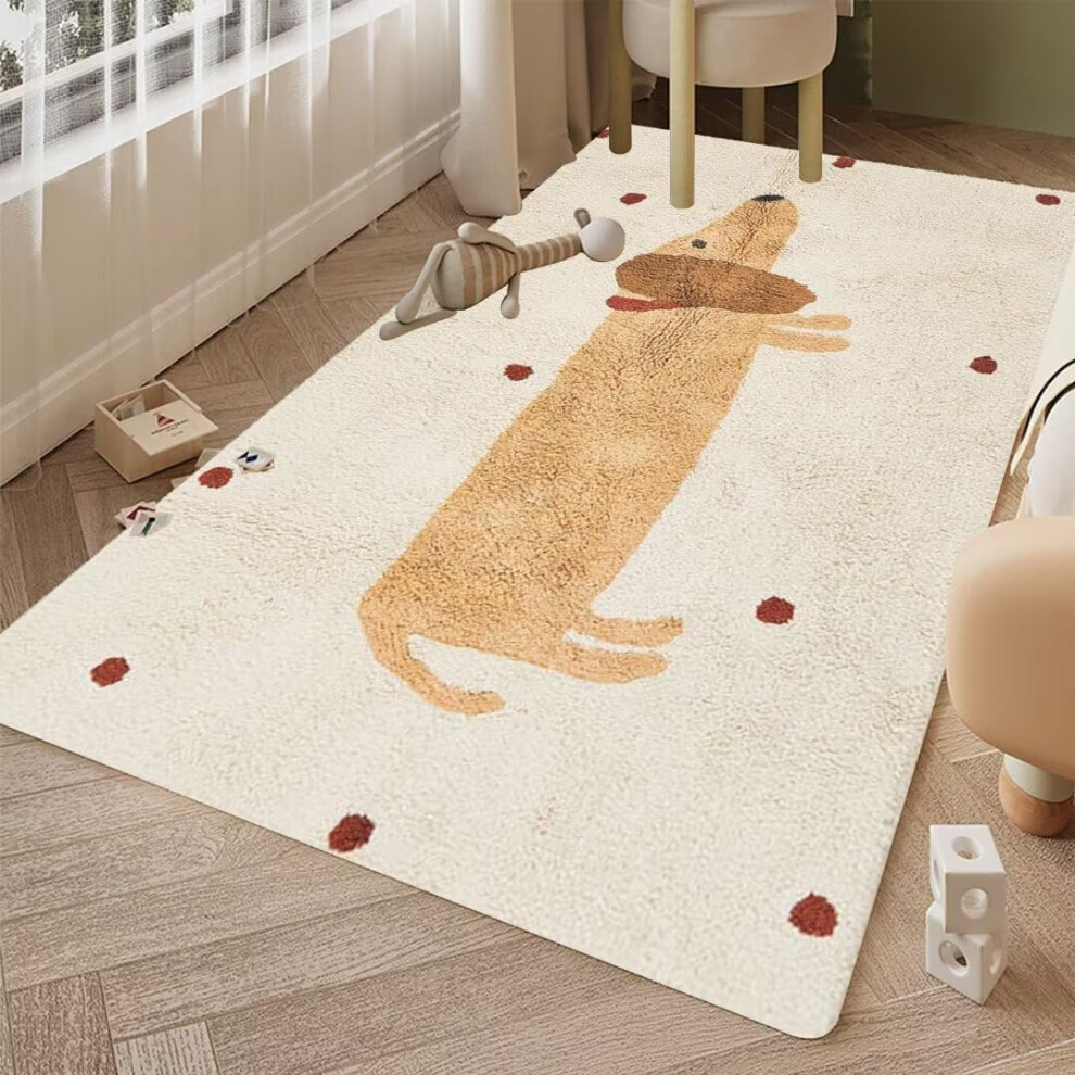 Kids Area Rug Cartoon Dog Print NonSlip Soft Washable 4x5ft Nursery Bedroom Carpet