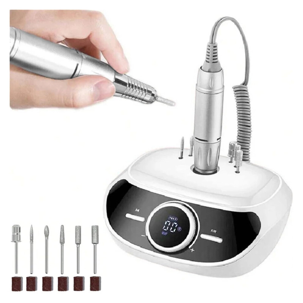 Electric Nail Drill 35000 RPM USB Rechargeable Cordless Nail File for Manicure and Pedicure