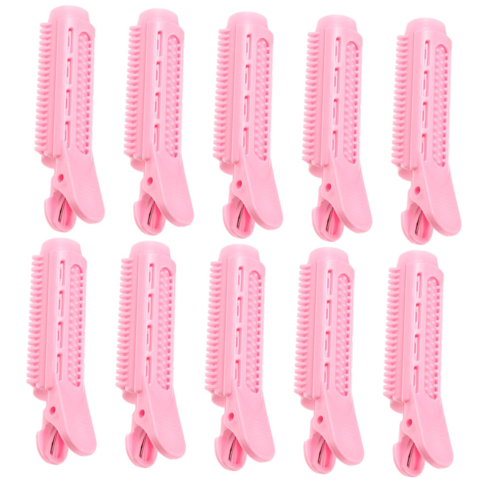 Pink 10Pcs Hair Roller Clips For Bangs And Roots With Secure Snap Lock And Easy Diy Styling