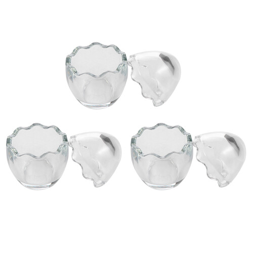 3Stk Lebensmittel Sicher Glas Joghurtbecher Eierförmige Dessert Becher 2