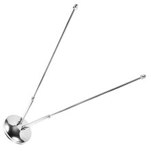 Silver Double Pole Desktop Flag Stand with Stable Round Base for Office, Conference and Events
