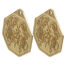 2Pcs Golden Copper Bagua Exorcism Mirror Indoor Home Ornament Gift